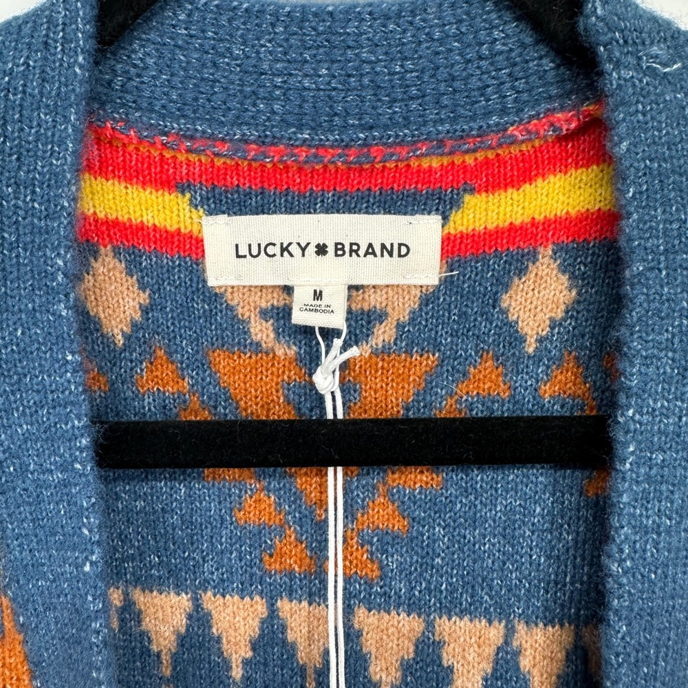 Lucky Brand Southwest Cardigan Sweater Women's M Open Front Boho Western NWT - Picture 2 of 7